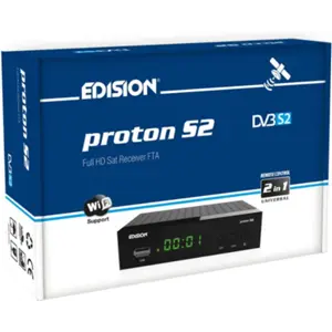 Receptor de Satélite DVB-S2, H.264 / HEVC Full HD c/ suporte WiFi via USB