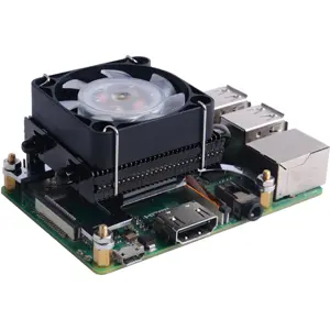 Dissipador c/ ventoinha de baixo perfil c/ luz RGB para Raspberry Pi 3B/3B+/4B
