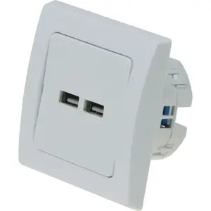 Tomada de embutir universal 230VAC de 2x USB 5V 2100mA