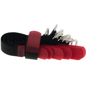 Abrazaderas de velcro con presilla de metal 150x16mm - rojo - [10unid.]