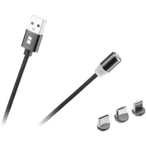 Cabo USB magnético 3-em-1 Lightning + USB-C + micro-USB