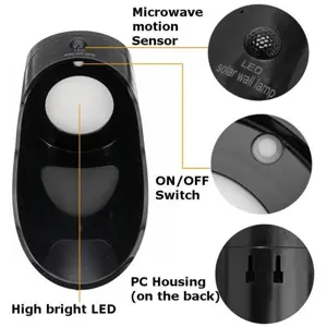 Aplique solar autónomo c/ sensor de movimento 3W 4000K Ø91x235mm