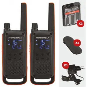 Kit de 2 Walkie-talkies 16 canais c/ iVox 10km c/ baterias recarregáveis IPx2 - PMR