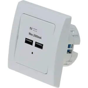 Tomada de embutir universal 230VAC de 2x USB 5V 2000mA