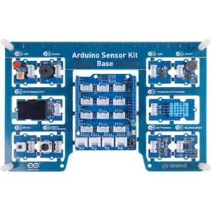 Kit de iniciação de sensores Arduino (via Shield) com 10 sensores e 12 projectos