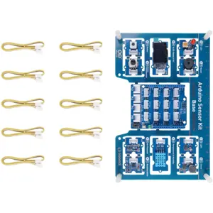Kit de iniciação de sensores Arduino (via Shield) com 10 sensores e 12 projectos