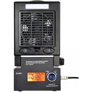 Estação de soldadura digital 3-em-1 c/ extrator de fumo e iluminação LED - ZD-8951