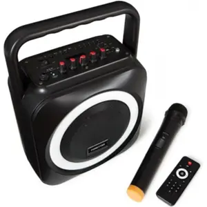 Coluna portátil karaoke 35W c/ bluetooth USB/SD/MP3 + microfone sem fio