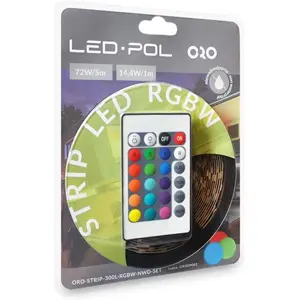 Kit completo de fita de 150 LEDs RGB+W IP20 12VDC 4.8W/m (24W) 3000K (branco quente) - 5m