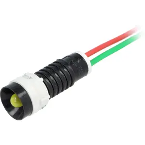 Indicador LED plástico 24VDC/VAC Ø11mm amarelo com fios 300mm IP40 - Polam-Elta LY-D5-24AC/DC