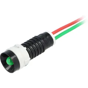 Indicador LED plástico 24VDC/VAC Ø11mm verde com fios 300mm IP40 - Polam-Elta LG-D5-24AC/DC