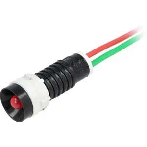 Indicador LED plástico 24VDC/VAC Ø11mm vermelho com fios 300mm IP40 - Polam-Elta LR-D5-24AC/DC