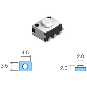 Botão miniatura 3.5x4.5x(2)mm 12VDC 50mA SMD