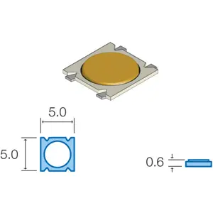 Botón en miniatura 5x5x(0.6)mm 12VDC 50mA SMD