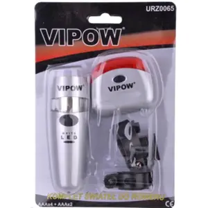 Conjunto de luzes LED para bicicleta c/ lanterna + luz traseira - Vipow