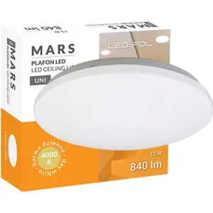 Plafon LED 230VAC 12W 840lm 4000K Ø255x58mm