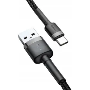 Cabo USB-A - USB-C Quick Charge 3A revestido a nylon - cinza+preto - 0.5m