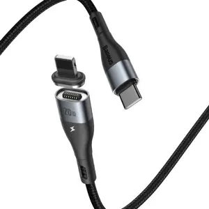 Cabo USB magnético USB-C - Lightning PD 20W Fast Charge - preto - 2.0m