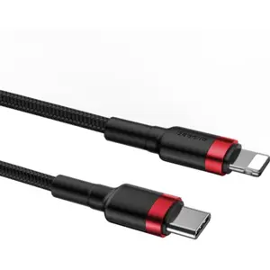 Cable USB-C -> Lightning PD 18W - rojo+negro - 1.0m