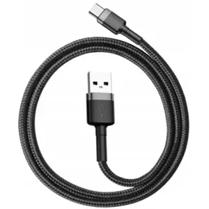 Cabo USB-A - USB-C Quick Charge 3A revestido a nylon - cinza+preto - 0.5m