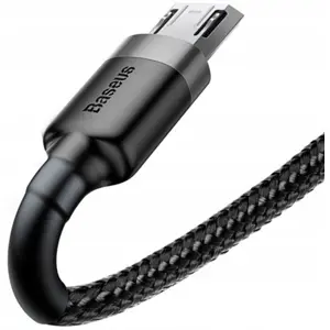Cable USB-A -> Micro-USB Reversible 2.4A, recubierto de nylon - gris+negro - 0.5m