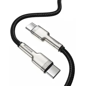 Cabo USB-C - USB-C Quick Charge 100W revestido a nylon c/ fichas metálicas - preto - 2.0m