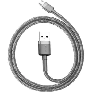 Cable USB-A -> Micro-USB Reversible 2.4A, recubierto de nylon - gris+negro - 0.5m
