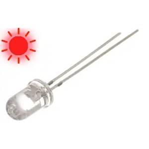 LED 5mm transparente vermelho alto-brilho 7000÷11000mcd 20°