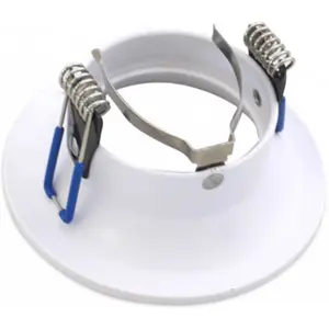 Aro redondo fixo com mola + suporte GU10 para lâmpadas GU10/MR16 Ø90mm (Ø75mm) - branco