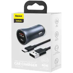 Cargador de mechero 12-24V 40W Dual-port + cable USB-C