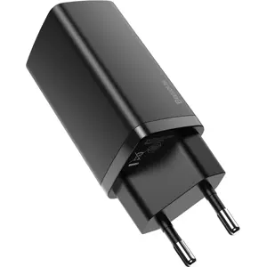 Carregador GaN USB-A + USB-C 63W QC - preto