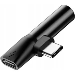 Adaptador áudio USB-C macho >> Jack 3.5mm fêmea + USB-C fêmea