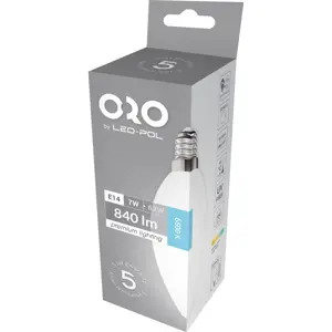 Lâmpada LED E14 C37 230V 7W 6500K (branco frio) 840lm