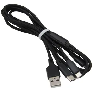 Cabo USB 3-em-1 Lightning + USB-C + micro-USB - Fast Charge - Preto