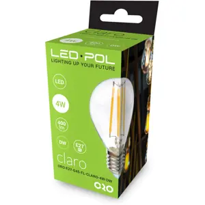 Lâmpada LED tipo filamento E27 G45 230V 4W 4000K (branco neutro) 400lm