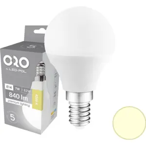 Lâmpada LED E14 G45 230V 7W 4000K (branco neutro) 840lm