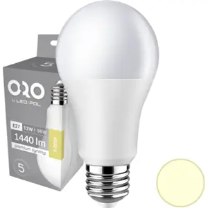 Lámpara LED E27 A60 230V 12W 4000K (blanco neutro) 1440 lm