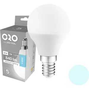 Lámpara LED E14 G45 230V 7W 6500K (blanco frío) 840lm