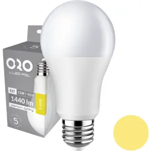 Lâmpada LED E27 A60 230V 12W 3000K (branco quente) 1440lm