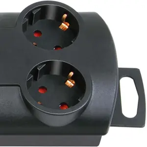 Bloco de 10 tomadas c/ 2 interruptores - Preto - cabo (3x1.5mm²) 2.0m