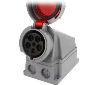 Tomada saliente trifásica 5 pólos (3P+N+T) 63A 400VAC IP67