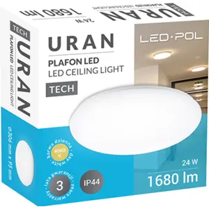 Plafon LED 230VAC 24W 1680lm 4000K Ø306x95mm