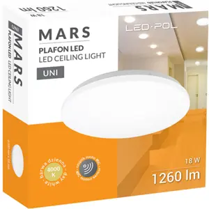 Plafon LED 230VAC 18W 1260lm 4000K c/ sensor microondas + crepuscular  Ø330x58mm