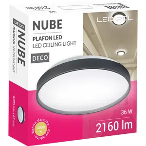 Plafon LED 230VAC 36W 3900Lm 4000K Ø380x65mm Preto