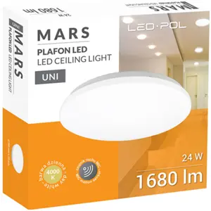 Plafon LED 230VAC 24W 1680lm 4000K c/ sensor microondas Ø380x58mm