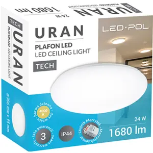 Plafon LED 230VAC 24W 1680lm 4000K c/ sensor microondas Ø306x95mm