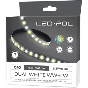 Fita de 600 LEDs SMD2835 IP20 12VDC 85W CCT 2800..6500K (branco quente..frio) - rolo de 5.0m