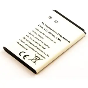Bateria para telemóvel compatível com Emporia Telme C140, AK-C140, Li-ion 3.7V 900mAh 3.3Wh