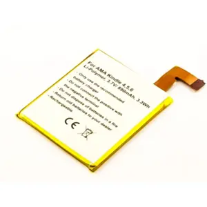 Batería para lector de eBook compatible con Amazon Kindle 4, 5, 6, Li-Po 3.7V 890mAh 3.3Wh
