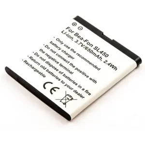 Batería para teléfono móvil compatible con Bea-Fon SL450, Li-ion 3.7V 650mAh 2.4Wh